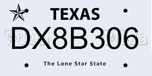 DX8B306 Texas License Plate