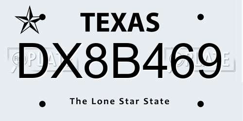 DX8B469 Texas License Plate
