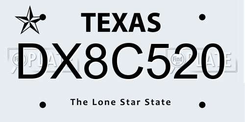 DX8C520 Texas License Plate