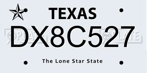 DX8C527 Texas License Plate