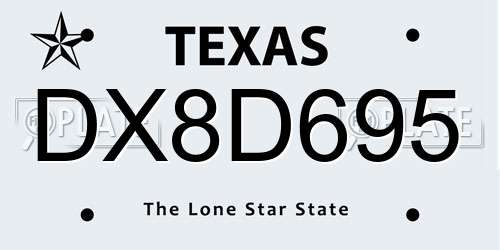 DX8D695 Texas License Plate