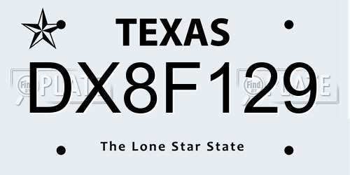 DX8F129 Texas License Plate