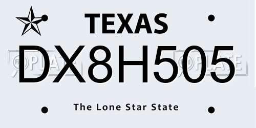 DX8H505 Texas License Plate