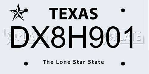 DX8H901 Texas License Plate