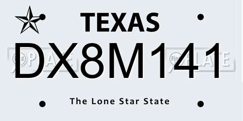 DX8M141 Texas License Plate