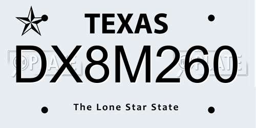DX8M260 Texas License Plate