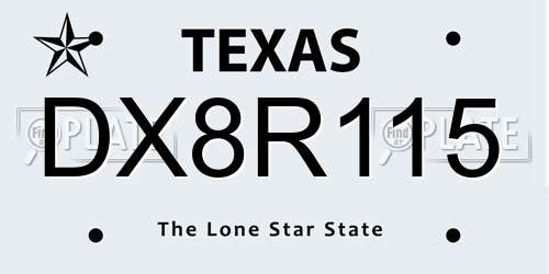 DX8R115 Texas License Plate