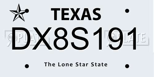DX8S191 Texas License Plate