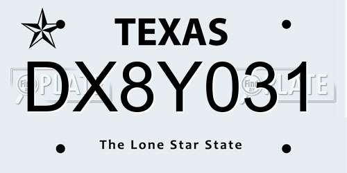 DX8Y031 Texas License Plate