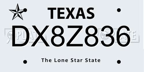 DX8Z836 Texas License Plate