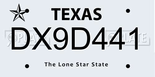 DX9D441 Texas License Plate