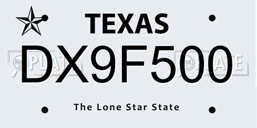DX9F500 Texas License Plate