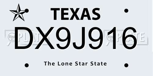 DX9J916 Texas License Plate