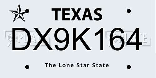 DX9K164 Texas License Plate