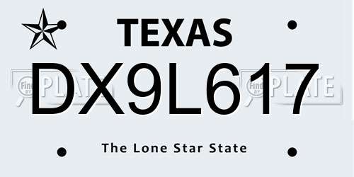 DX9L617 Texas License Plate
