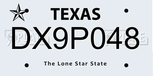 DX9P048 Texas License Plate