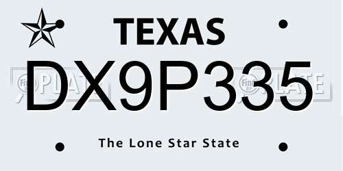 DX9P335 Texas License Plate