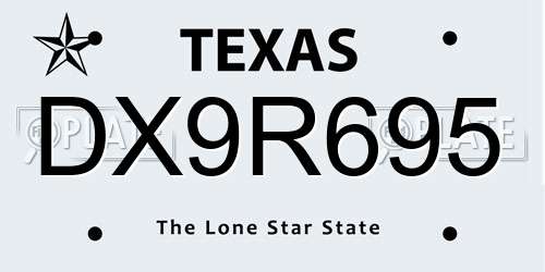 DX9R695 Texas License Plate