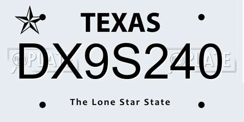 DX9S240 Texas License Plate