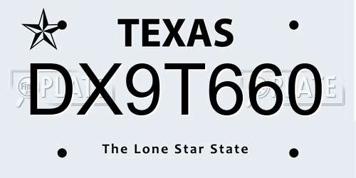 DX9T660 Texas License Plate