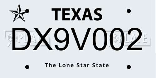 DX9V002 Texas License Plate