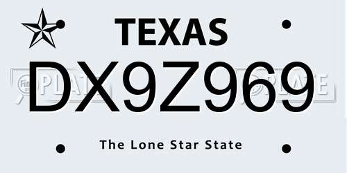 DX9Z969 Texas License Plate
