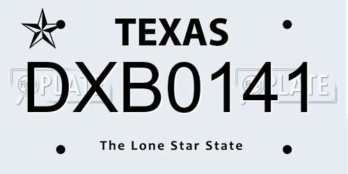 DXB0141 Texas License Plate