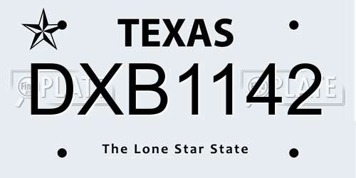 DXB1142 Texas License Plate