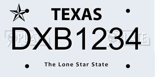 DXB1234 Texas License Plate