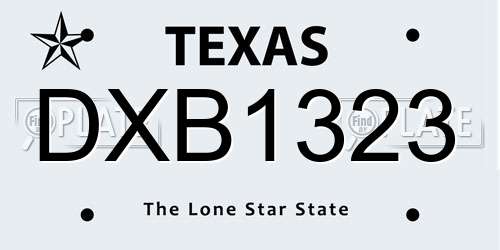 DXB1323 Texas License Plate