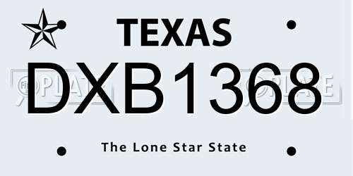 DXB1368 Texas License Plate