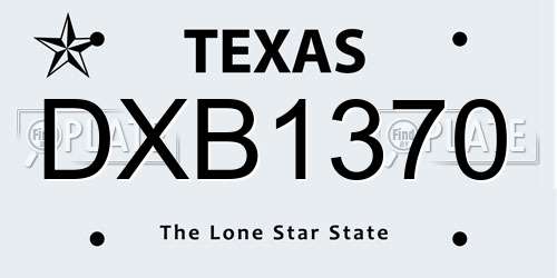 DXB1370 Texas License Plate