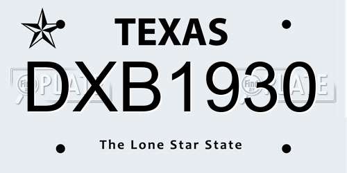 DXB1930 Texas License Plate
