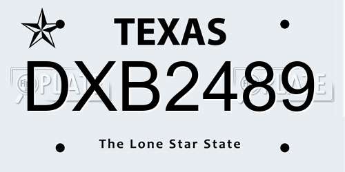 DXB2489 Texas License Plate