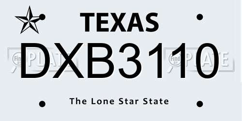 DXB3110 Texas License Plate