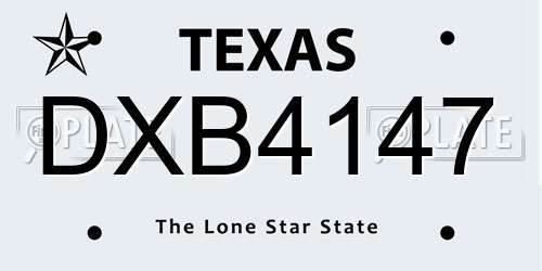 DXB4147 Texas License Plate