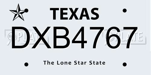 DXB4767 Texas License Plate