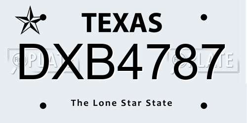 DXB4787 Texas License Plate