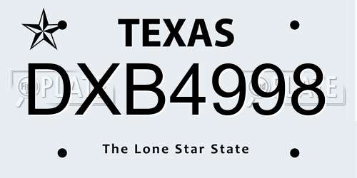 DXB4998 Texas License Plate