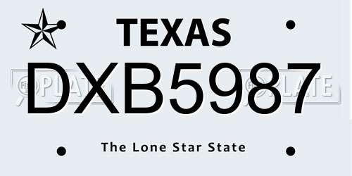 DXB5987 Texas License Plate