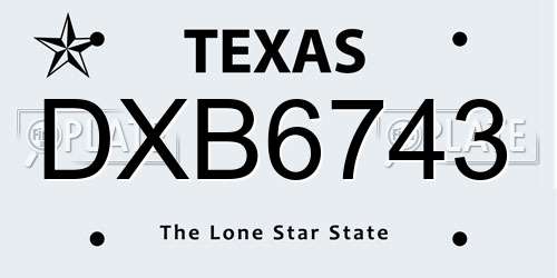 DXB6743 Texas License Plate