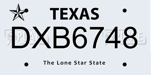 DXB6748 Texas License Plate