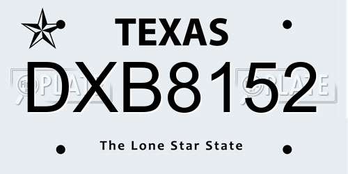 DXB8152 Texas License Plate