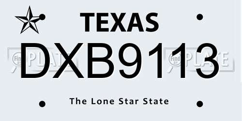 DXB9113 Texas License Plate