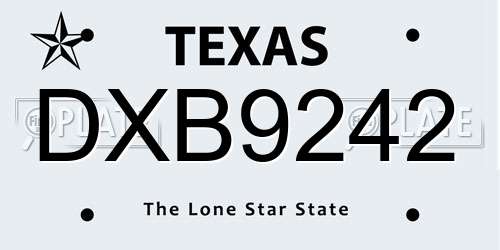 DXB9242 Texas License Plate