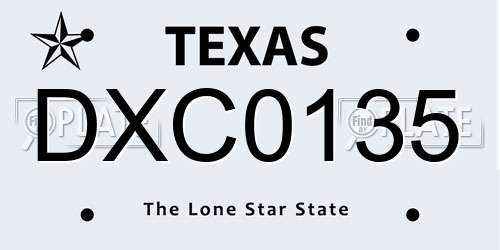 DXC0135 Texas License Plate