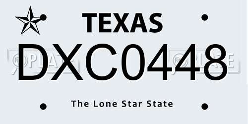 DXC0448 Texas License Plate