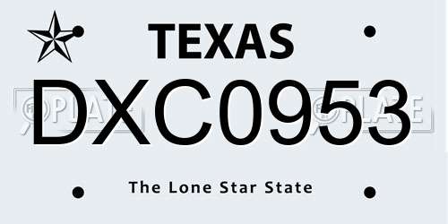 DXC0953 Texas License Plate