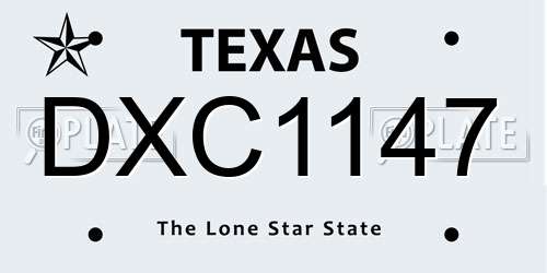 DXC1147 Texas License Plate