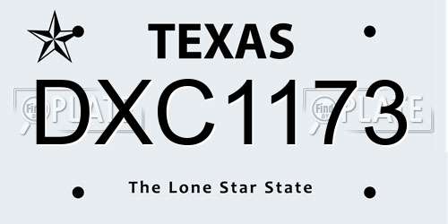 DXC1173 Texas License Plate